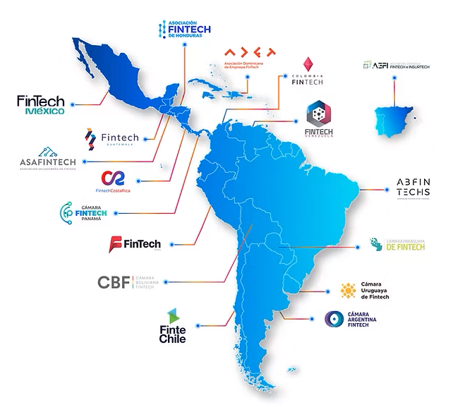 Mapa Alianza Fintech Iberoamérica — países miembro